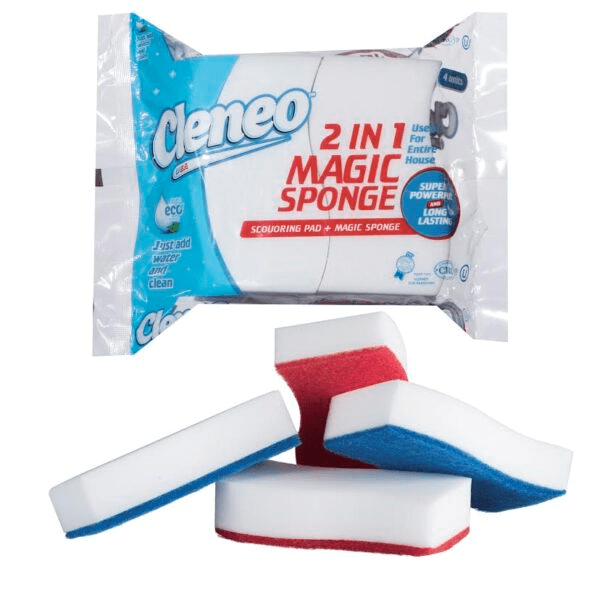 6240 - 2 IN1 MAGIC SPONGE WITH SCOURING PAD 18 CTS