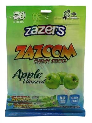3219 - ZAZOOM CHEWY STICKS GREEN APPLE BAG 20/50/9.33 Oz